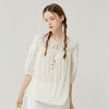 Famecoco范可儿套头衬衫女设计感小众拼接上衣夏半袖衬衣FAB3BD011 商品缩略图0