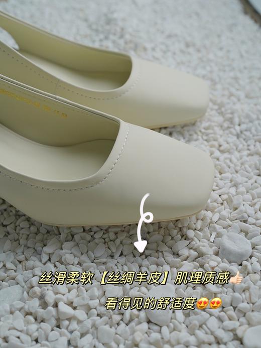 复古优雅方头贝壳跟凉鞋！花花团特别定制款！里外全羊皮！加厚脚掌垫脚柔软踩屎感 Q弹柔软 一脚蹬弹力带穿着方便！ 商品图5