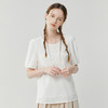 Famecoco范可儿泡泡袖上衣女温柔甜美新款夏季白色套头衬衣FAB3BD013 商品缩略图0