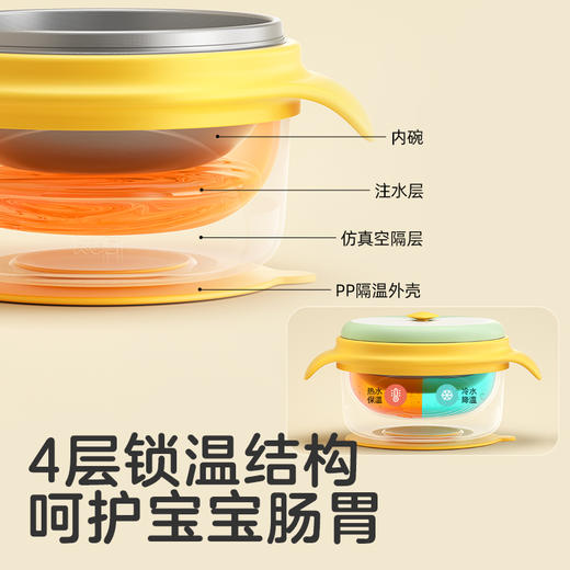 可优比儿童注水保温餐具套装不锈钢婴儿专用辅食碗恒温吸盘碗 商品图1