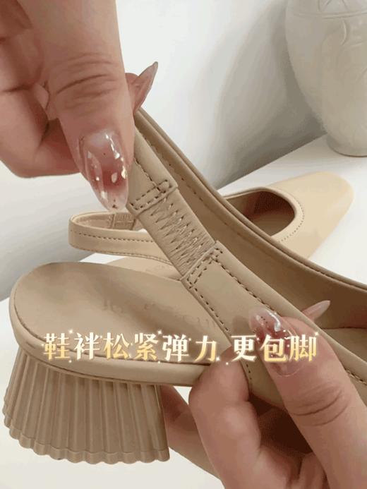 复古优雅方头贝壳跟凉鞋！花花团特别定制款！里外全羊皮！加厚脚掌垫脚柔软踩屎感 Q弹柔软 一脚蹬弹力带穿着方便！ 商品图7