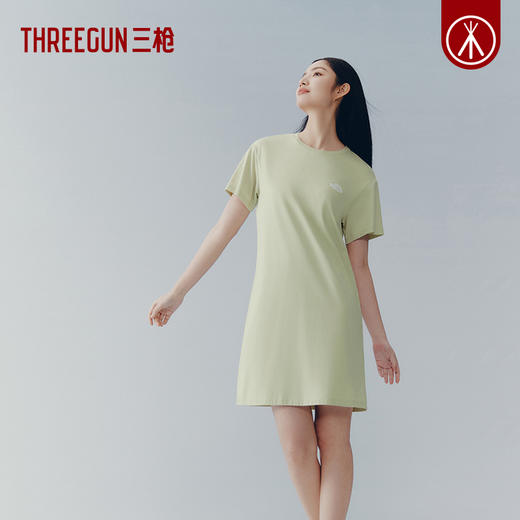 Threegun三枪 【冰泉棉】圆领短袖女士家居裙睡裙-70496A011 商品图5