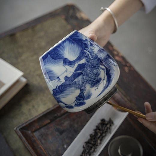 【日用百货】-宜室茶话  复古陶瓷茶叶罐双层锡盖密封罐 商品图3
