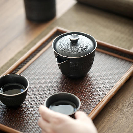 黑玄旅行茶具黑陶茶具套装便携快客杯办公陶瓷便携式功夫茶具二杯 商品图2