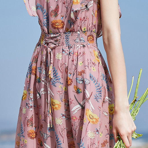 欧芮儿荷叶边连衣裙女中长款2019新女装夏装度假碎花超仙女裙子 商品图2