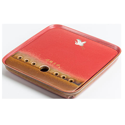 宫墙红蓄水茶盘红色干泡盘结婚茶盘喜庆大红色圆形新娘嫁妆用品 商品图4