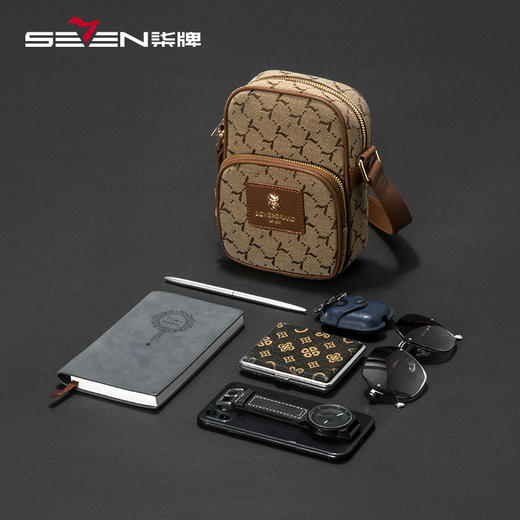 柒牌男士单肩包新款时尚复古提花织物日字包上班通勤斜挎男包	124P70080 商品图2