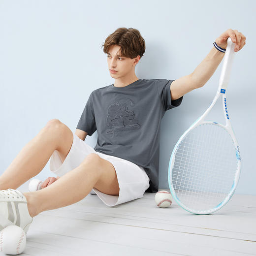 柒牌男装短袖T恤男夏季新款时尚纸鸢绣花国潮休闲圆领体恤衫	124T73020 商品图1