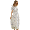 欧芮儿2020夏新款雪纺连衣裙女一字肩小清新碎花中长款温柔超仙 商品缩略图3