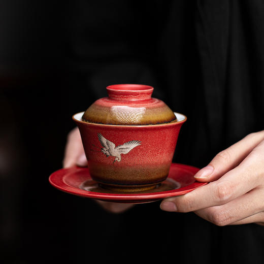 宫墙红中式方形杯垫陶瓷功夫茶具配件茶道茶艺茶台轻奢茶桌隔热垫 商品图4