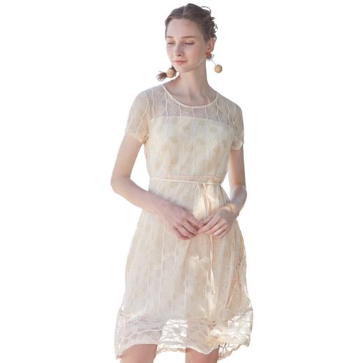 欧芮儿夏装2019新款女装智熏裙法式桔梗裙高腰连衣裙中长款气质 商品图3