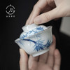 【日用百货】-宜室茶话  釉下粉彩手绘文竹银口盖碗 商品缩略图0