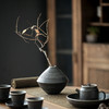 黑玄粗陶手制花瓶复古禅意桌面花器陶瓷花插水培小花插工艺品摆件 商品缩略图4