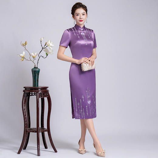 LHS-A14婚庆喜婆婆装婚宴礼服高贵年轻显瘦旗袍洋气新款连衣裙春 商品图2