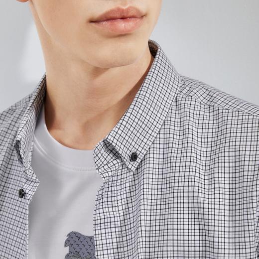 【100%棉】柒牌格子衬衫男夏季新款时尚休闲纯棉短袖翻领衬衣	124A70050 商品图1