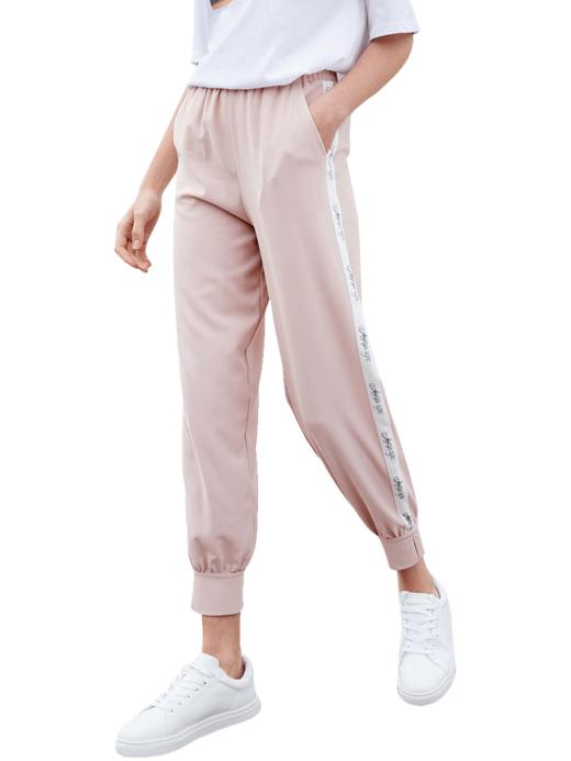 欧芮儿2019新款女装夏装织带休闲裤女开叉裤子运动裤女ins潮 商品图3