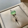 高冰种晴水绿翡翠蛋面戒指18k白金钻石镶嵌 商品缩略图3