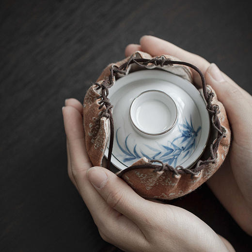 【日用百货】-宜室茶话  仿古手绘青花竹子盖碗茶杯套装 商品图1