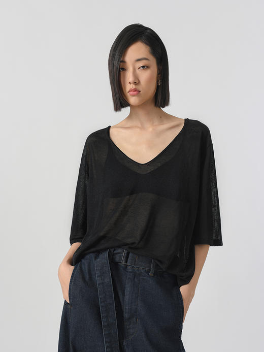 汉麻混纺针织短袖T恤 商品图5