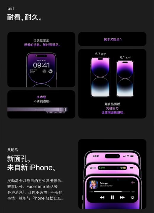 Apple iPhone 苹果14pro A2892 iPhone14pro A16芯片 5G手机 金色 1T 商品图4