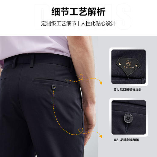 【含羊毛/含莱赛尔】柒牌男士西裤春夏新款商务正装直筒长裤	124H71230 商品图1