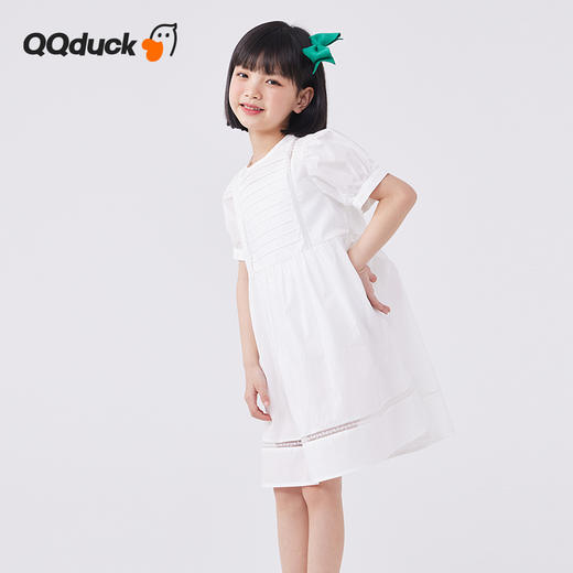 【120-165】【可可鸭】女童连衣裙镂空泡泡袖公主裙短袖纯棉裙子可可鸭（100%棉） 商品图9