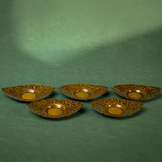 四世藏六造铜树叶形杯托成套（五客） 商品图0