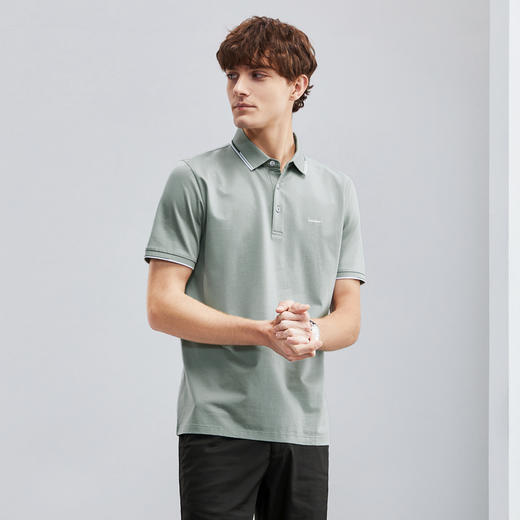 【含桑蚕丝】柒牌男装polo衫男夏季新款商务休闲凉感翻领T恤	124T73320 商品图1