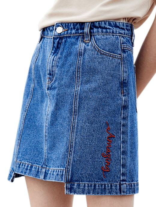 欧芮儿夏装2021新款女装适合胯大的半身裙女高腰a字裙刺绣女裙 商品图3