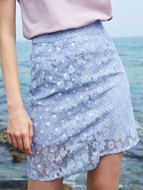 欧芮儿夏装2019新款女装蕾丝半身裙短款女不规则短裙高腰女裙子