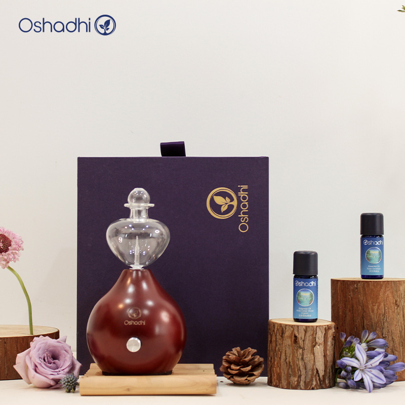 Oshadhi 爱尔兰玫瑰冷香仪礼盒 无水扩香 香薰仪 玻璃雾化片 实木底座