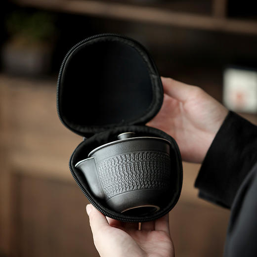 黑玄旅行茶具黑陶茶具套装便携快客杯办公陶瓷便携式功夫茶具二杯 商品图4