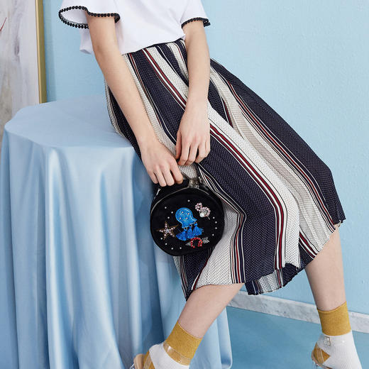 欧芮儿 2018夏装预售修身显瘦百搭条纹半身裙女中长款 商品图0