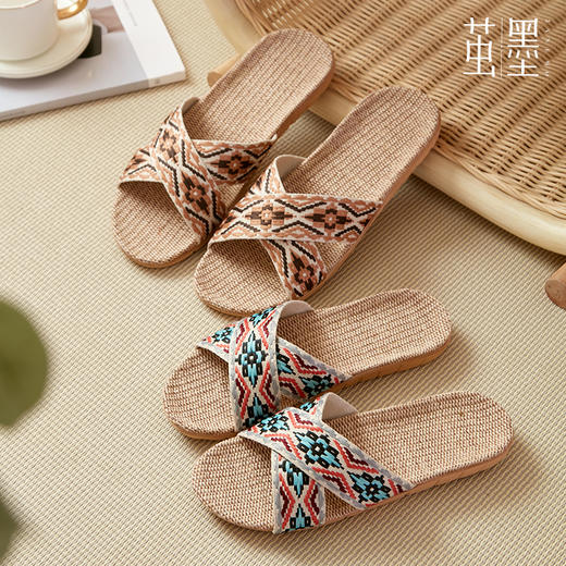 茧墨 波西米亚风亚麻手工拖鞋 男女款（拍大一码） 商品图7