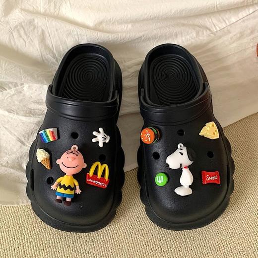 新款夏天洞洞鞋女外穿防滑不臭脚卡通室内厚底踩屎感护士包头拖鞋 商品图0