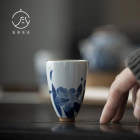 【日用百货】-宜室茶话  手绘百合茶杯 功夫茶具陶瓷品茗杯