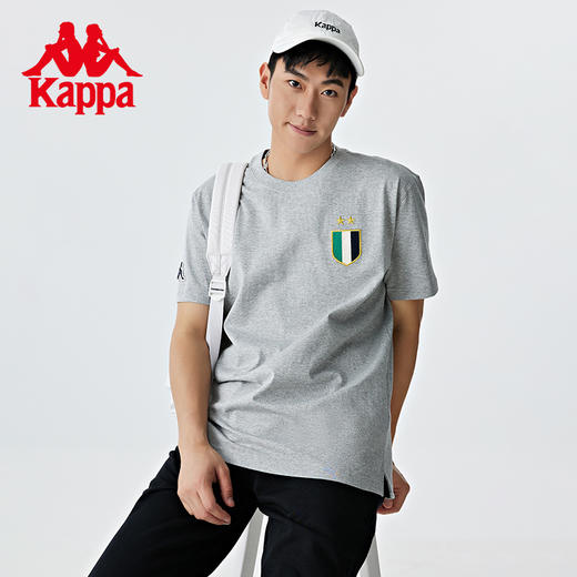 Kappa卡帕复古运动短袖2023新款男简约运动半袖纯棉休闲圆领T恤夏 商品图0