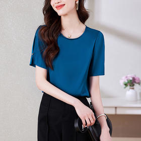 KQL 403H7666仿真丝短袖T恤上衣衬衫