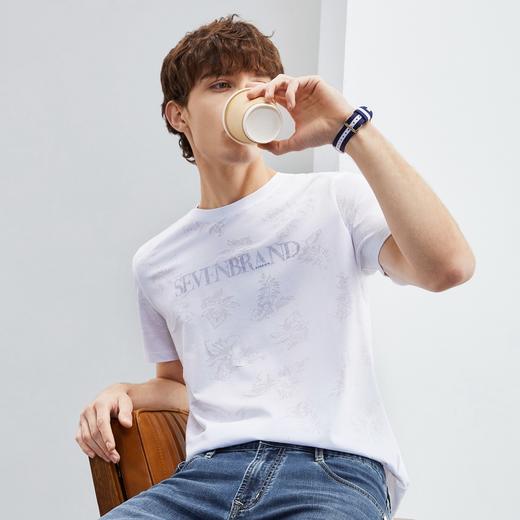 柒牌圆领短袖t恤男夏季薄款时尚休闲百搭满身花卉提花男装短T	124T71890 商品图2