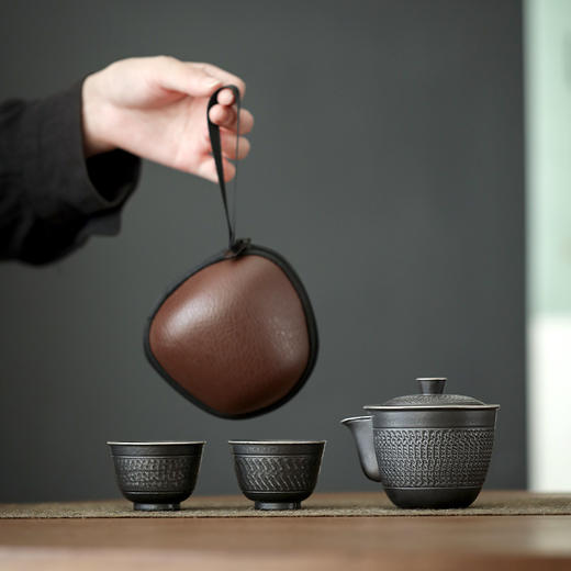 黑玄旅行茶具黑陶茶具套装便携快客杯办公陶瓷便携式功夫茶具二杯 商品图5
