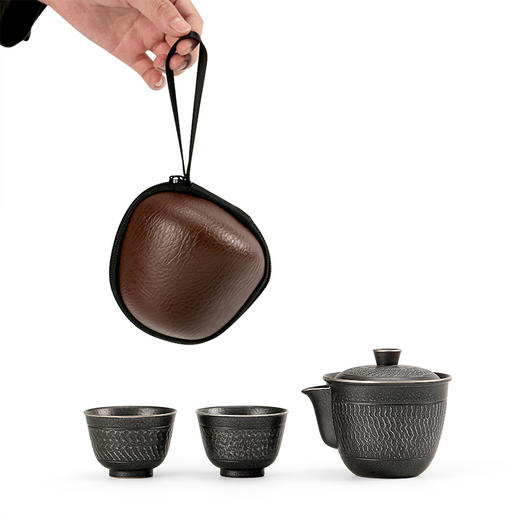 黑玄旅行茶具黑陶茶具套装便携快客杯办公陶瓷便携式功夫茶具二杯 商品图3