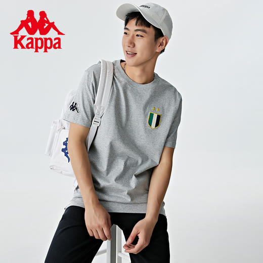 Kappa卡帕复古运动短袖2023新款男简约运动半袖纯棉休闲圆领T恤夏 商品图2