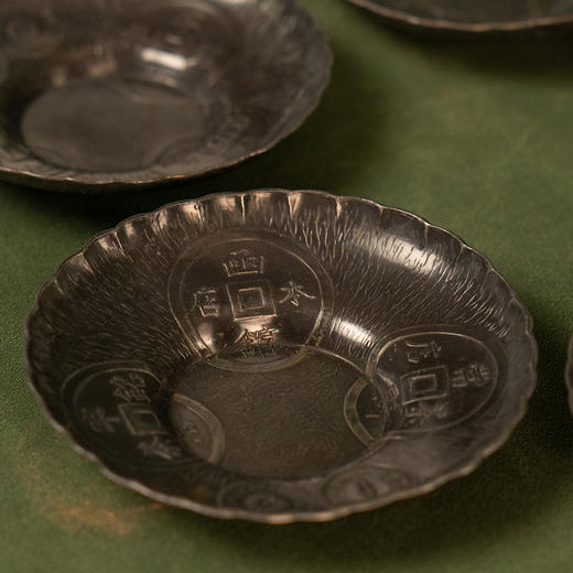 录登制钱币纹锡杯托成套（五客） 商品图3