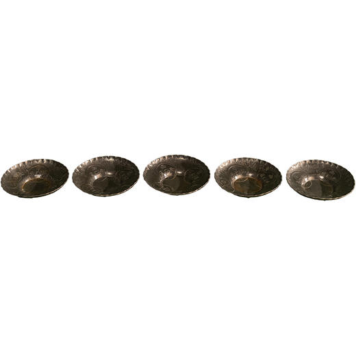 录登制钱币纹锡杯托成套（五客） 商品图5