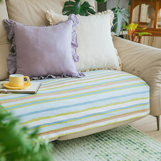 珊瑚条纹系列沙发巾四季通用防滑沙发垫 商品图0