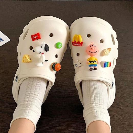 新款夏天洞洞鞋女外穿防滑不臭脚卡通室内厚底踩屎感护士包头拖鞋 商品图3