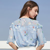 欧芮儿2019春装新短袖碎花雪纺衬衫女宽松显瘦洋气超仙韩版衬衣 商品缩略图1
