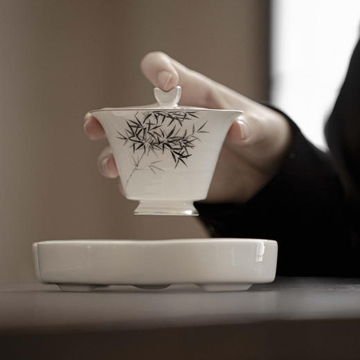 【日用百货】-宜室茶话  仿古手绘竹子盖碗家用陶瓷泡茶碗 商品图3