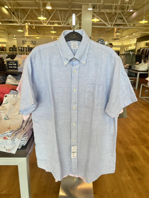 独立日折扣走起！只要￥588直邮到手！Brooks Brothers 布克兄弟男士亚麻短袖衬衫 商品图1