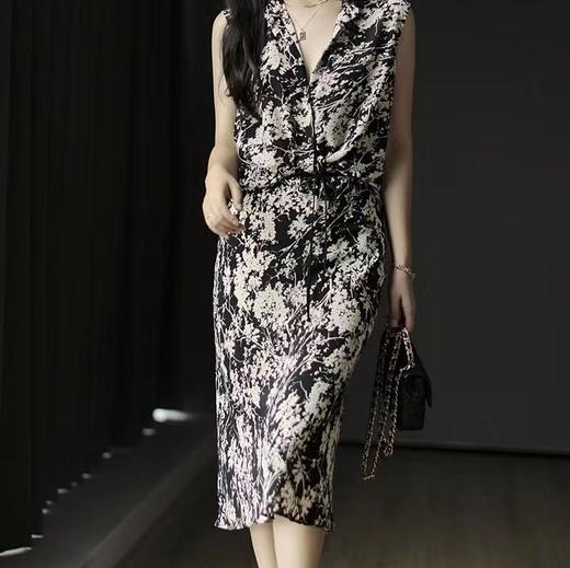 【à perles】京都印染气质双绉树叶印花背心半裙套装【现货】 商品图0